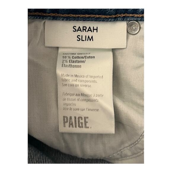 Paige Jeans Sarah Slim Distressed button fly blue size 24 - Picture 6 of 8
